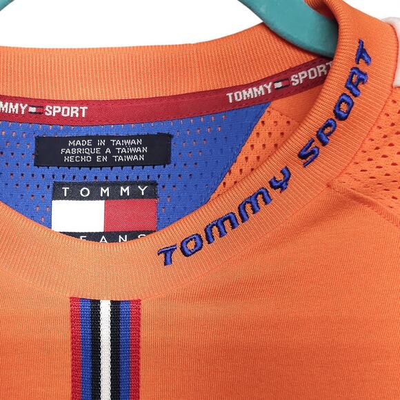 Vintage Tommy Jeans Tommy Sport Orange Blue T-Shirt Jersey 85 Adult M - Picture 4 of 9